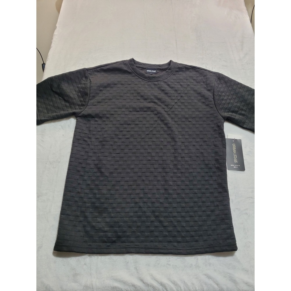 Urban Edge Quilted Texture T-Shirt Mens Medium Black New Streetwear
